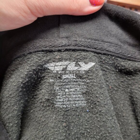 Fly Racing Snow Primary Woman's Small Black White Print Hooded Hoodie - Picture 11 of 12